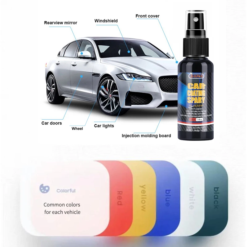 3 in 1 Car Ceramic Coating High-Gloss Shine Spray Nano Polymer Fortify for Paint Glass ,Wheel & Paint Care LHB 44