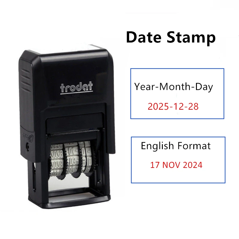 Self-inking Date Stamp English Format for Office Manufacture Supermarket Store School Adjustable Date Stamps YYMMDD