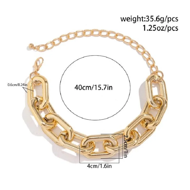 سلسلة كبيرة مكتنزة الشرير الهيب هوب سلسلة سميكة قلادة المرأة خمر الملتوية قفل CCB المختنق Steampunk الرجال الجرونج مجوهرات