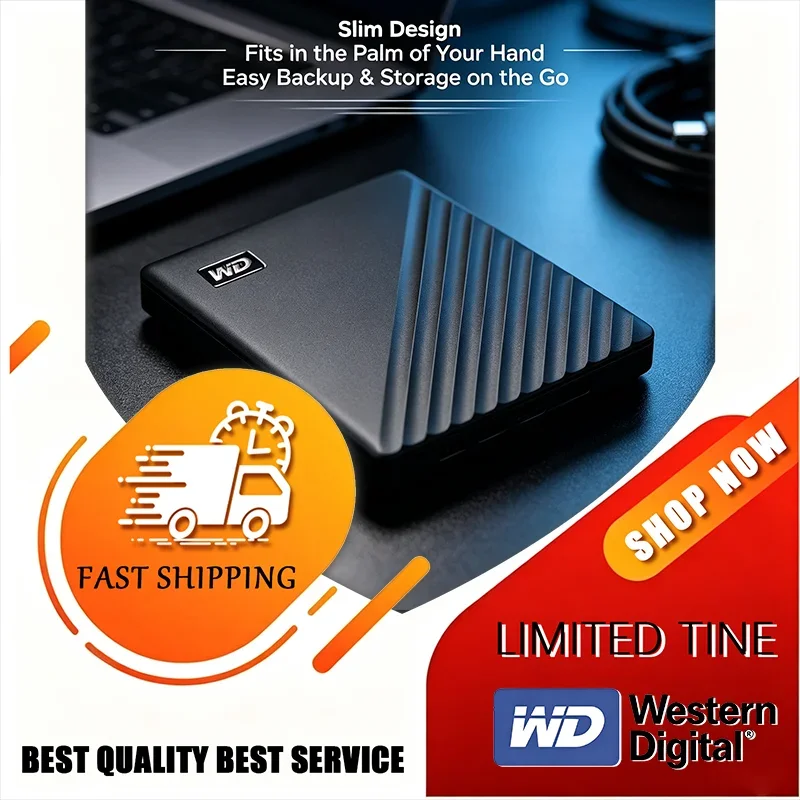 NEW WD My Passport Encrypted External Hard Drive Portable USB 3.0 500GB/1TB/2TB/4TB High-Speed Mobile Storage Disk for Computers