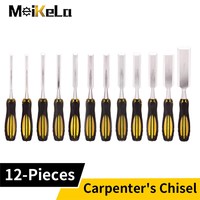 Meikela 12PCS Carpentry Flat Chisel Set Plastic Fiber Handle DIY Carpenter Woodwork Tools Wood Plane Woodworking Carving Knife