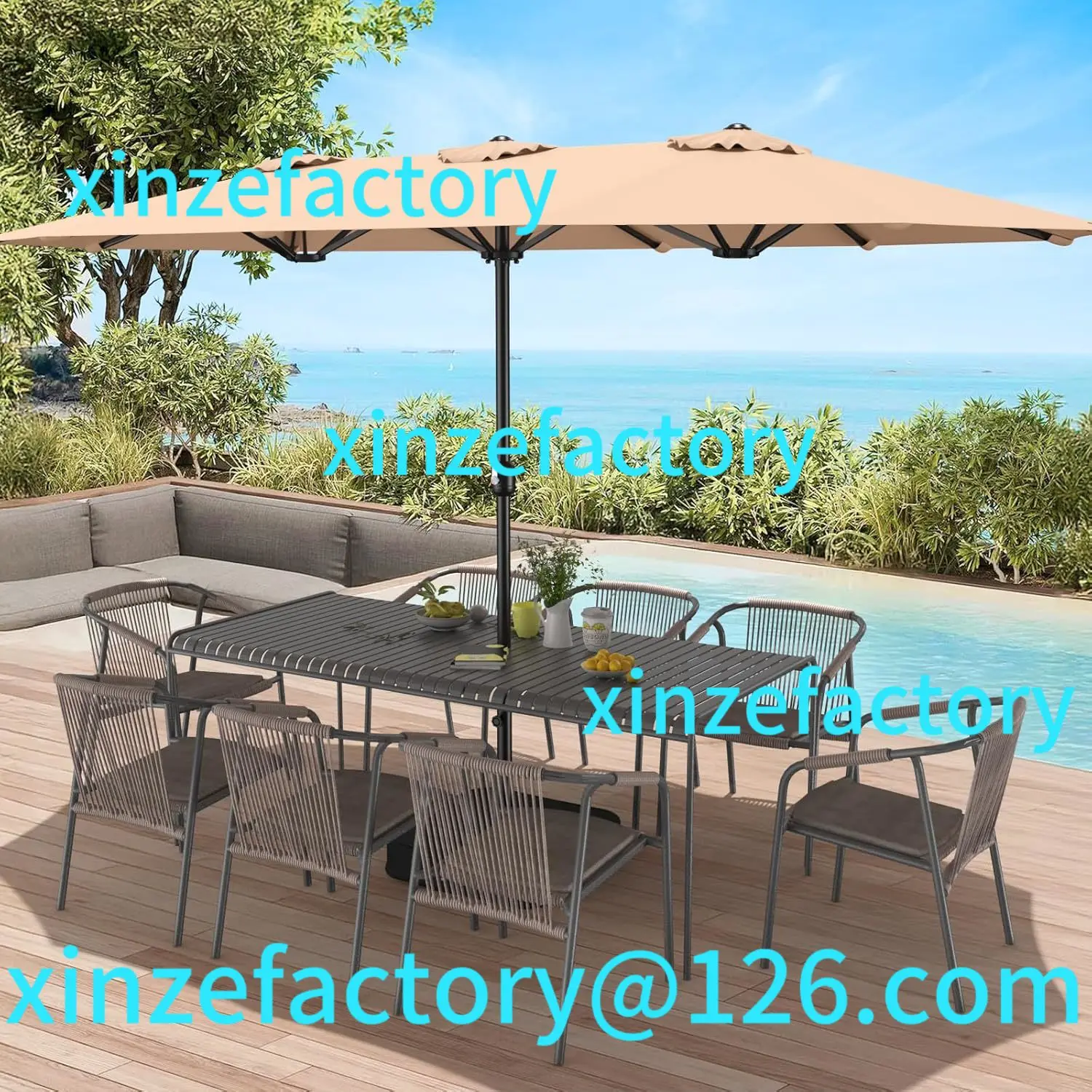 

Customizable 15ft Patio Umbrella with Base Included, Extra Large Shade Area