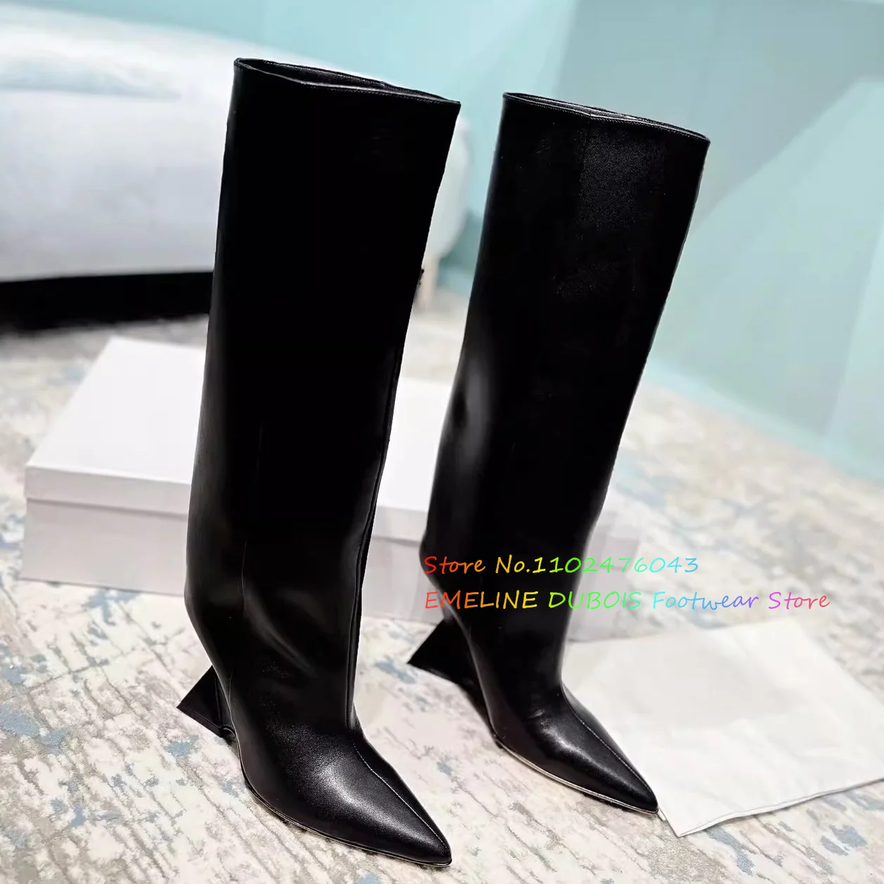 Pointed Toe Strange Heel Spicy Style High Top Boots New Wide Knee High Boots Western Cowboy Boots for Women Trendy Winter Boot