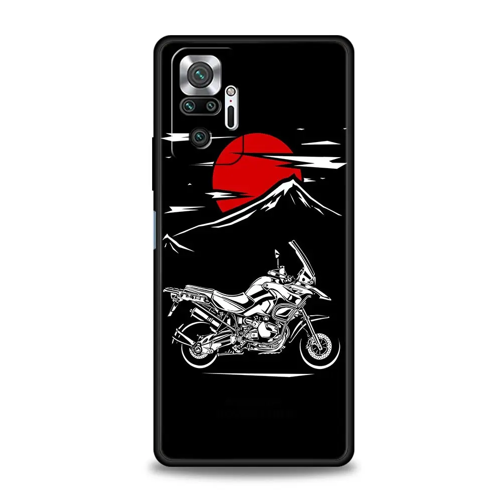 Moto Bike Motorcycle Phone Case For Xiaomi Redmi Note 12 11 10 9 9T 8 7 9s Pro Plus K50 K40 Gaming 10C 9C 9A Cover Black Shell