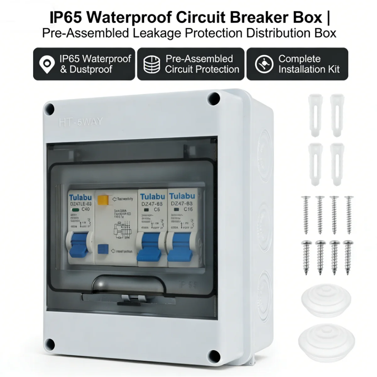 Outdoor Household Switch Waterproof Electrical Distribution Box Circuit Breaker 2 Way Power Plastic Junction Wire Box IP65