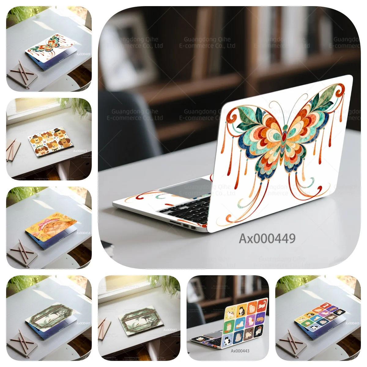 2 Pcs Exquisite Colorful Butterfly Art Laptop Stickers Aesthetic Vinyl Decals for MacBook Tablet PC Waterproof Cute Crafts