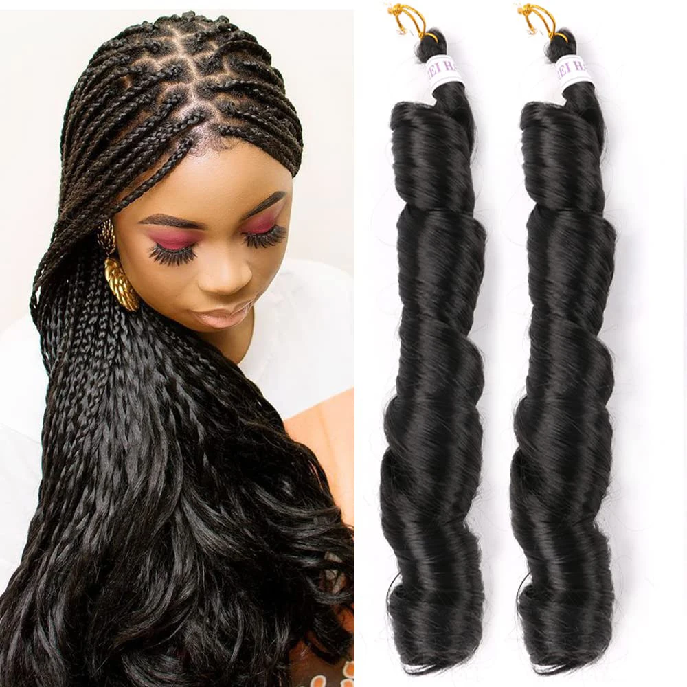 French Curly Braiding Hair for Box Braids1 Packs 24 Inch 150G/Pack Loose Wave Braiding Hair Crochet Spanish Curly Spiral Synthe