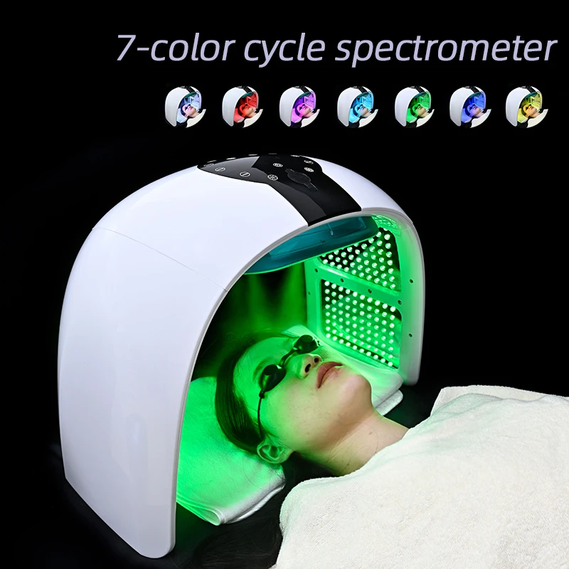 Máscara facial led de 7 cores, equipamento pdt, spa, dispositivo de spray facial, luz de rejuvenescimento da pele, máquinas de beleza corporal facial para cuidados com a pele