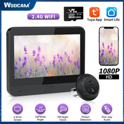 Wsdcam 3MP Smart Life Tuya 1080P dzwonek do drzwi wi-fi oko kamera szpiegowska 5000mAh bateria czujnik ruchu PIR cyfrowego monitorowania drzwi