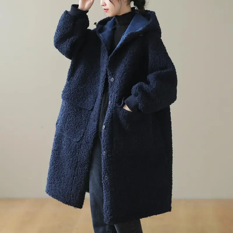 

Long Thiened Women's Coat Knee-Length Warm Cotton Clothes Hooded Cotton Jaet Outerwear Faionable Commute Sle Winter Coat