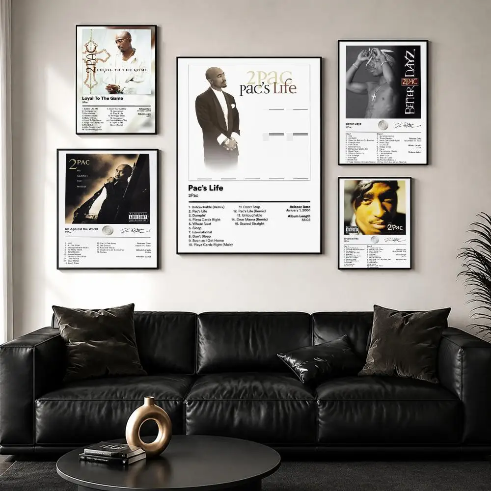 Rapper Album T-Tupac Shakur Poster Decorative Wall Art Sticker Mural Print for Bedroom Living Room Hallway Home Decor Gift