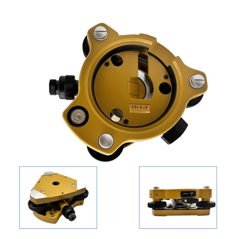 8T5165 Yellow Aluminum Tribrach with Optical Plummet Compatible and Without Optical Plummet Compatible for Top Total Stations