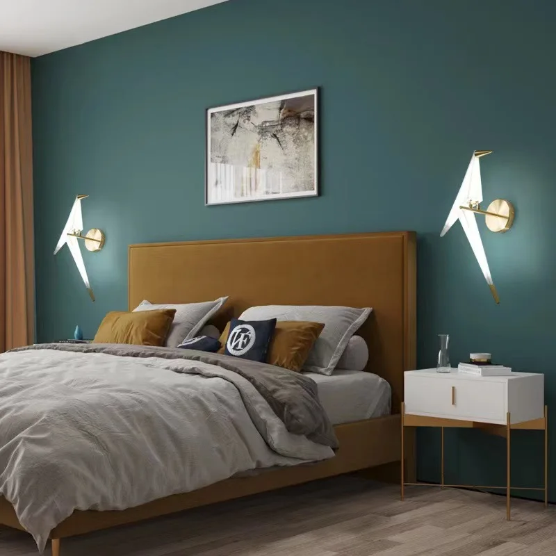 Origami Paper Crane Wall Lamp Modern Creative LED Sconce for Bedroom Bedside Living Room Foyer Kitchen Hallway Home Decor Light