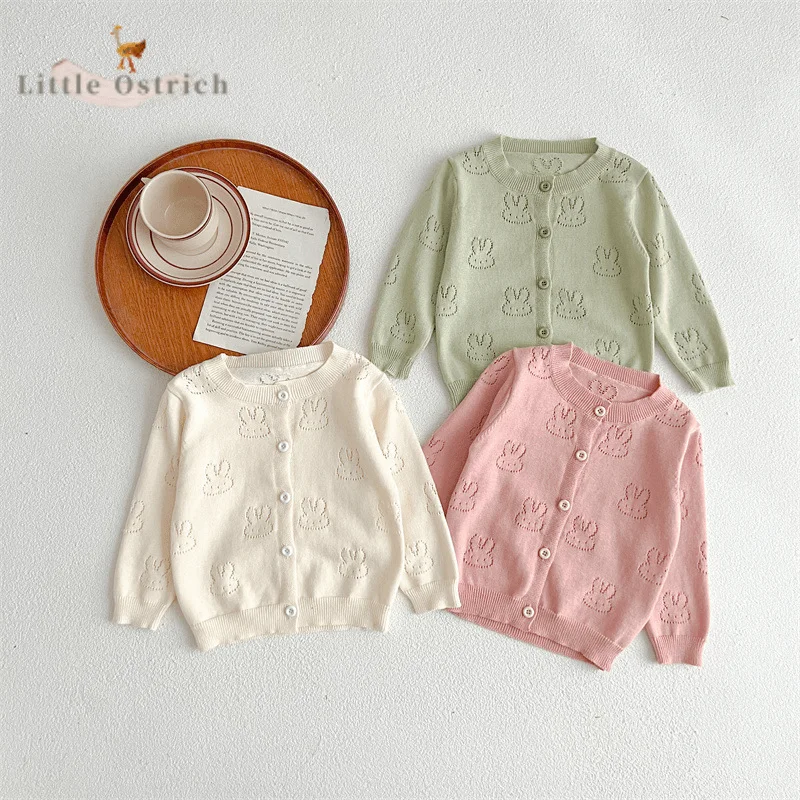 

Baby Girl Cotton Solid Sun Protection Cardigan Infant Toddler Long Sleeve Rabbit Knitted Coat Casual Sweater Baby Clothes 3M-2T