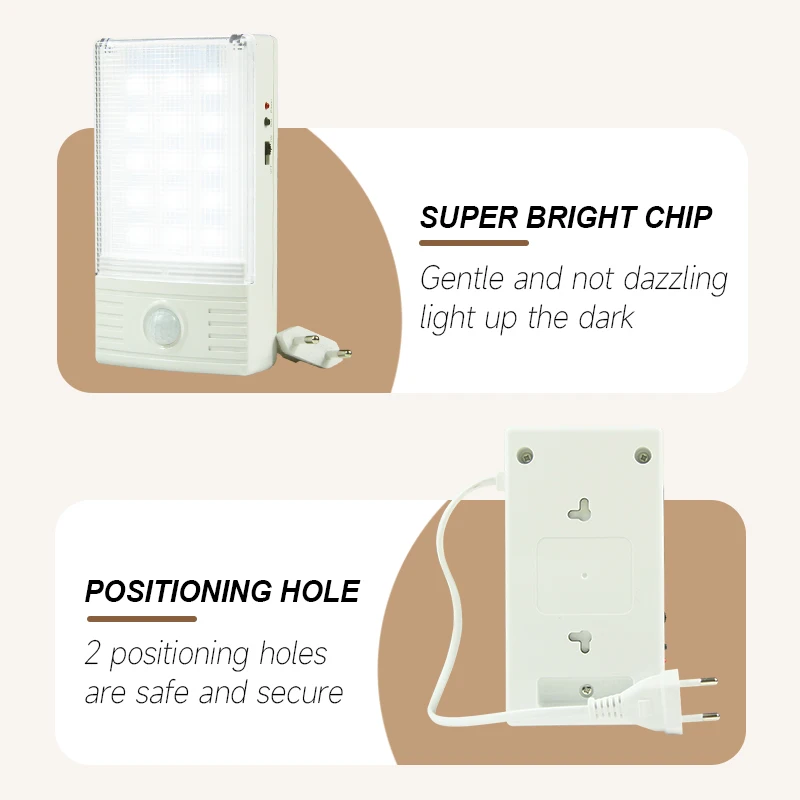 LED Emergency Light Motion Sensor Multifunction Bright Emergency Lighting Indoor Rechargeable Hanging Light for Power Outage Use