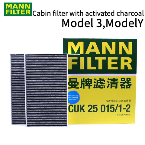 Воздушные Фильтры MANN FILTER HEPA Для Салона Tesla Model Y И Model 3 EV С Активированным Углем CUK25015/21-2 CUK46025/1-2 CU...