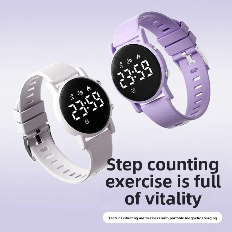 2026WomenLEDSmart Watch No App Fitness Tracker Night Running Calorie Display Waterproof Dive Vibration Alarm Simple Korean Style