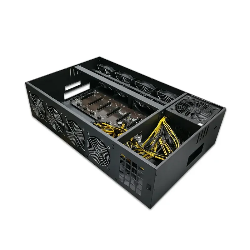 8 GPU Metal Case Computer Frame Rack Kit Motherboard case with 8fans fully motherboard psu