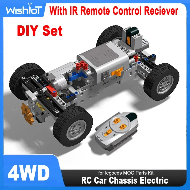 4WD RC Car Chassis Electric Set Four-Wheel Drive Technical Chassis Bricks IR Remote Control Reciever MOC Parts Kit for legoeds