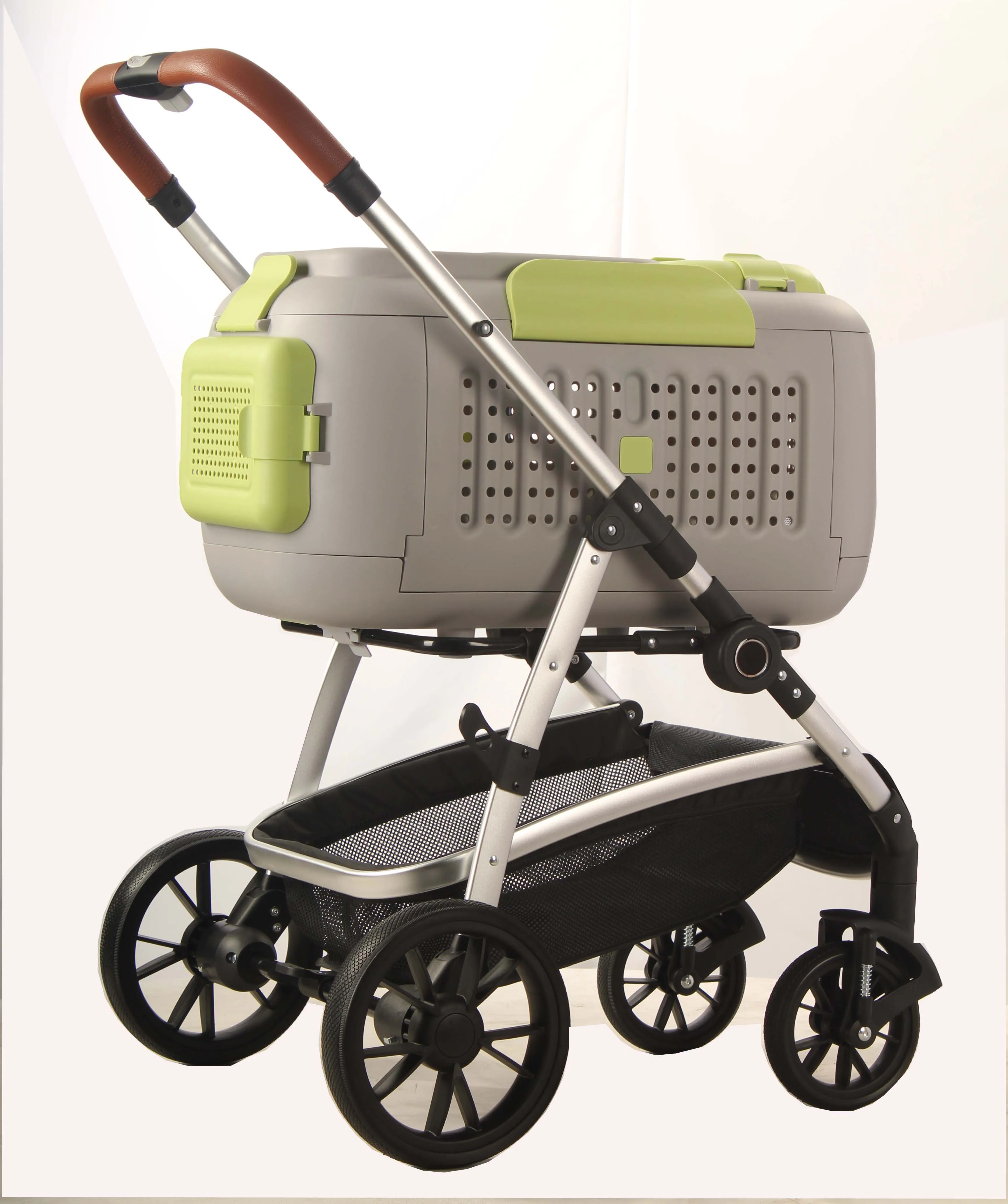 Pet Stroller DH08 Deluxe 4 Wheel Foldable Portable Adjustable Oxford Fabric with Pet Cat, Suitable for Small to Large Animals