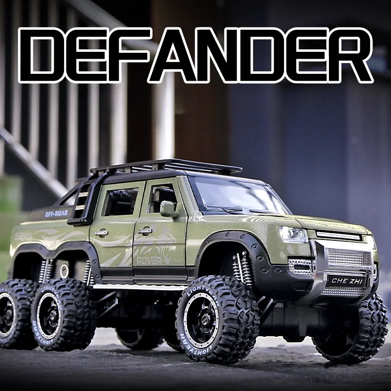 

Имитация 1:24 Land Rover 6x6, детская игрушка для мальчика, подарок со звуком, коллекция, миниатюрный автомобиль, домашний декор