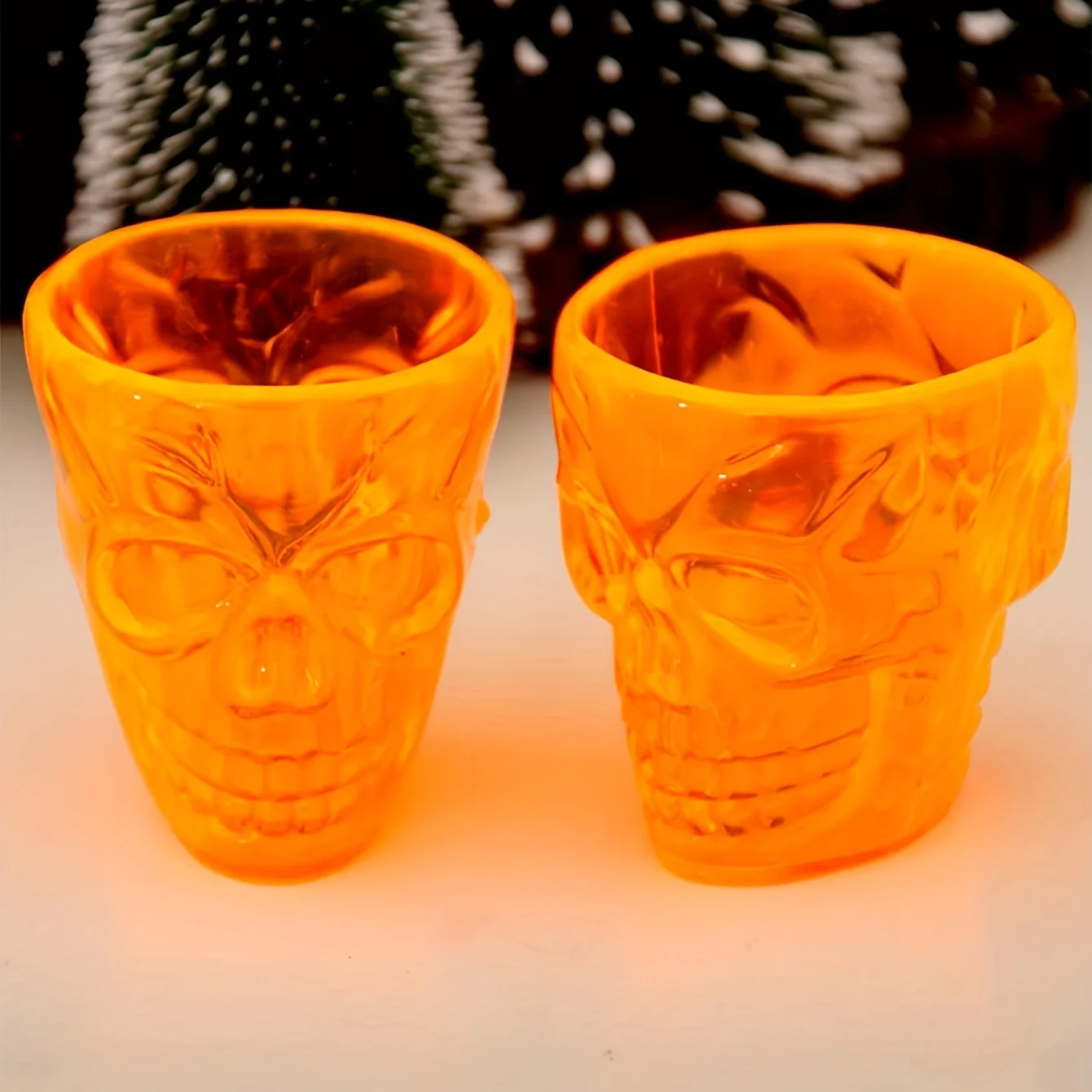 1pc Creative Transparent Orange Skull Print Mug, Plastic Funky Water Cup For Household