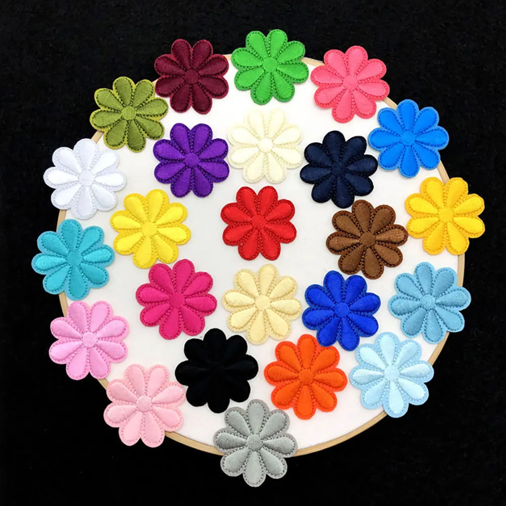 

50Pcs Back Adhesive Flower Patches Assorted Embroidered Applique for Clothes Dress Bags DIY Sewing Embroidery Patch Stickers