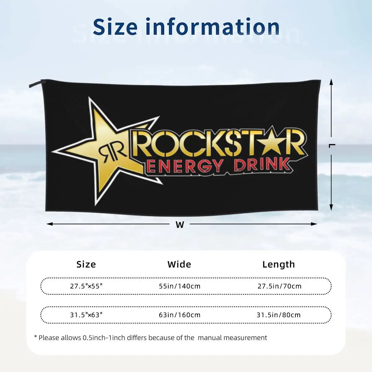 Rockstar Energy Drink Beach Towel Soft Microfiber Quick Dry Absorbent Quick Towels For Pool