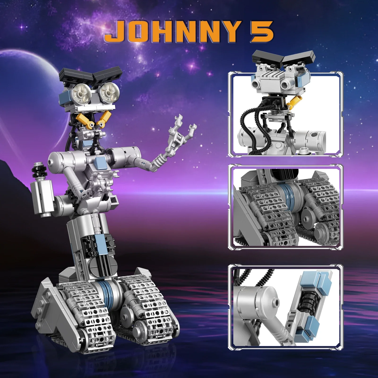 

MOC Johnny 5 Robot Building Blocks Set Short Open Circuited Figure Collection Mecha Model Bricks Toys for Children Birthday Gift