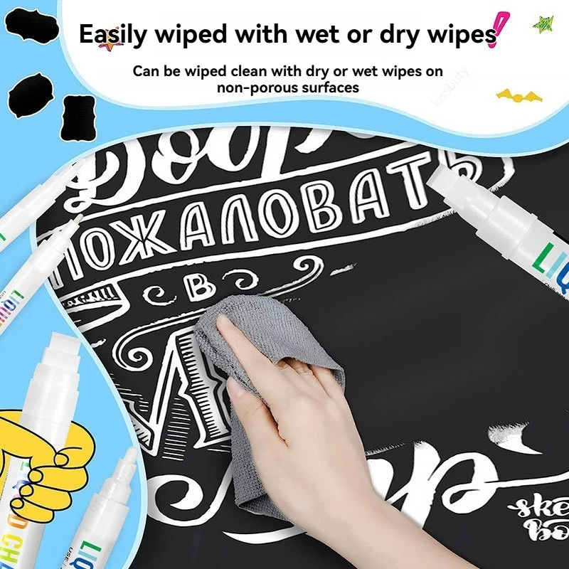 5 قطع/مجموعة علامات الطباشير البيضاء علامات السبورة السائلة، علامة الطباشير السائلة البيضاء للنوافذ، الزجاج - 1، 3، 6، 10، 15 مم نصائح
