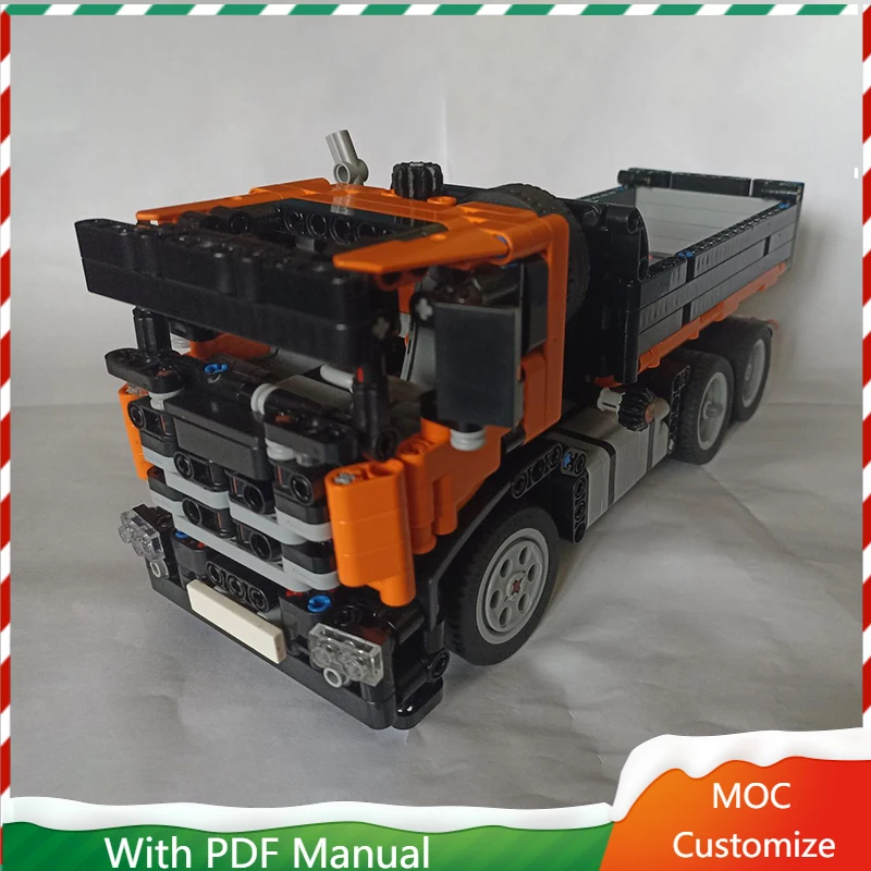 

832 PCS Hot Selling Orange-black Tipper Truck Model Modular Building Blocks Kids Assembly Display Toys Festival Surprise Gift