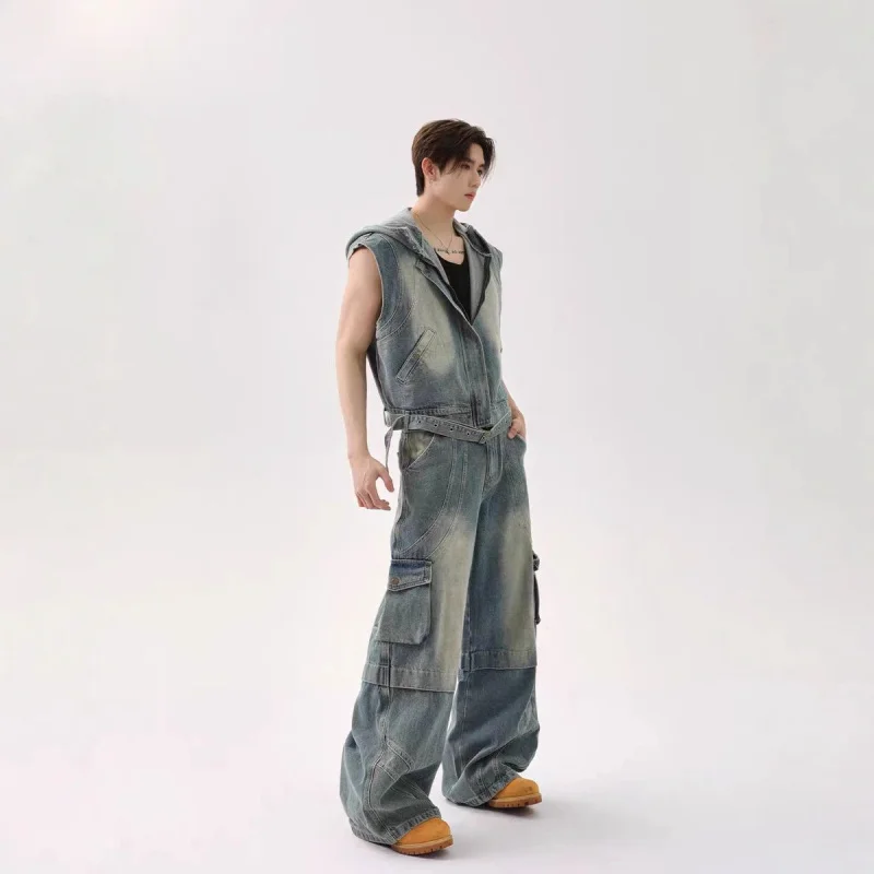 سترة رجالية متعددة الاستخدامات، فضفاضة، سترة بدون أكمام، تصميم مفكك متخصص، علوي #3