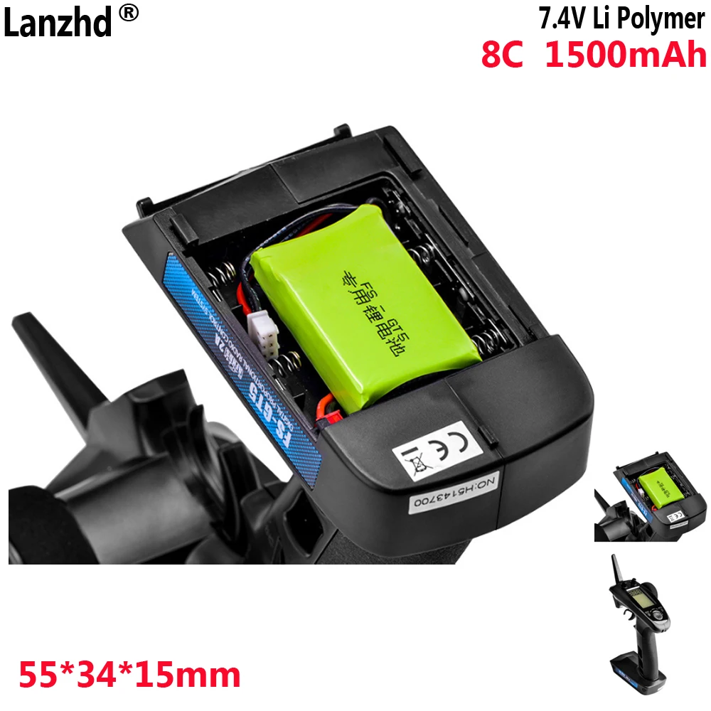 بطارية ليثيوم بوليمر 8C بقدرة 1500 مللي أمبير في الساعة لبطارية Fusi GT5 G7P، Dumbocom X6 X4 X5P، HT-6A للتحكم عن بعد 7.4 فولت #4