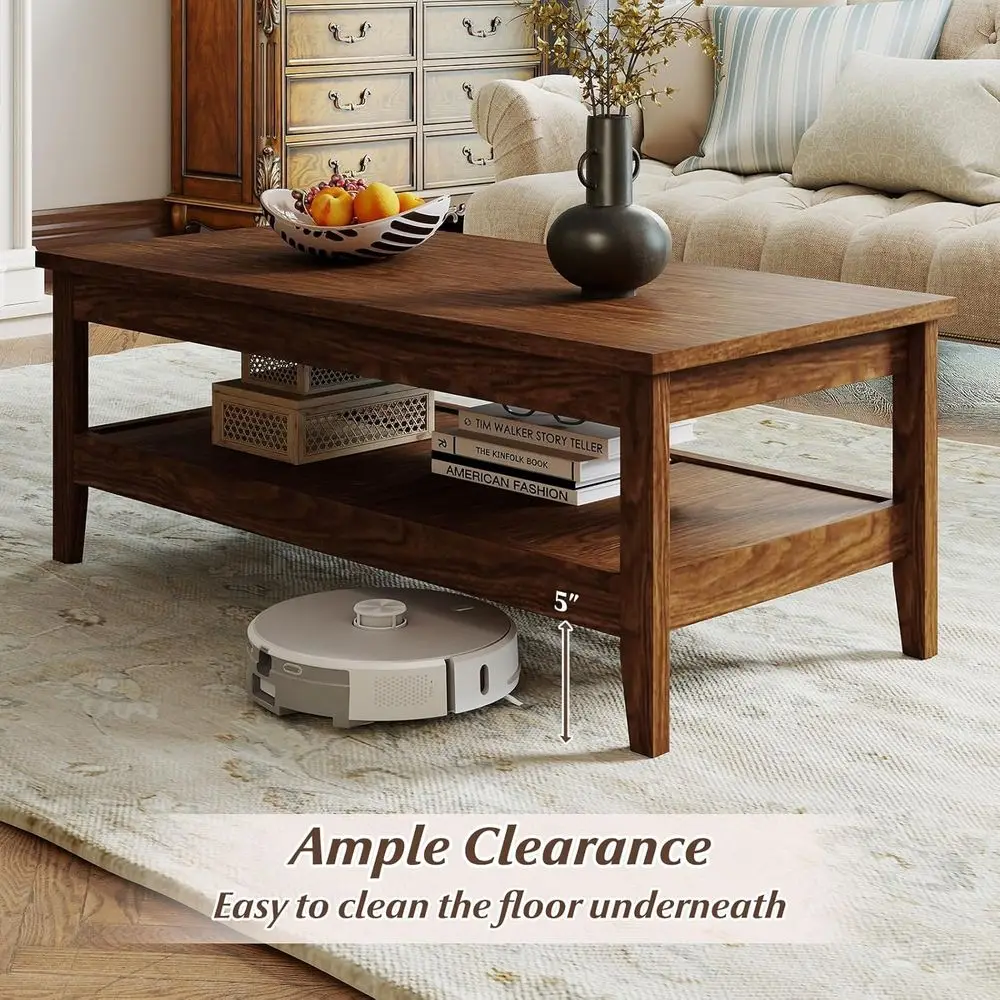 Vintage 2-Tier Walnut Coffee Table with Slatted Shelf for Mid-Century Modern Living Rooms