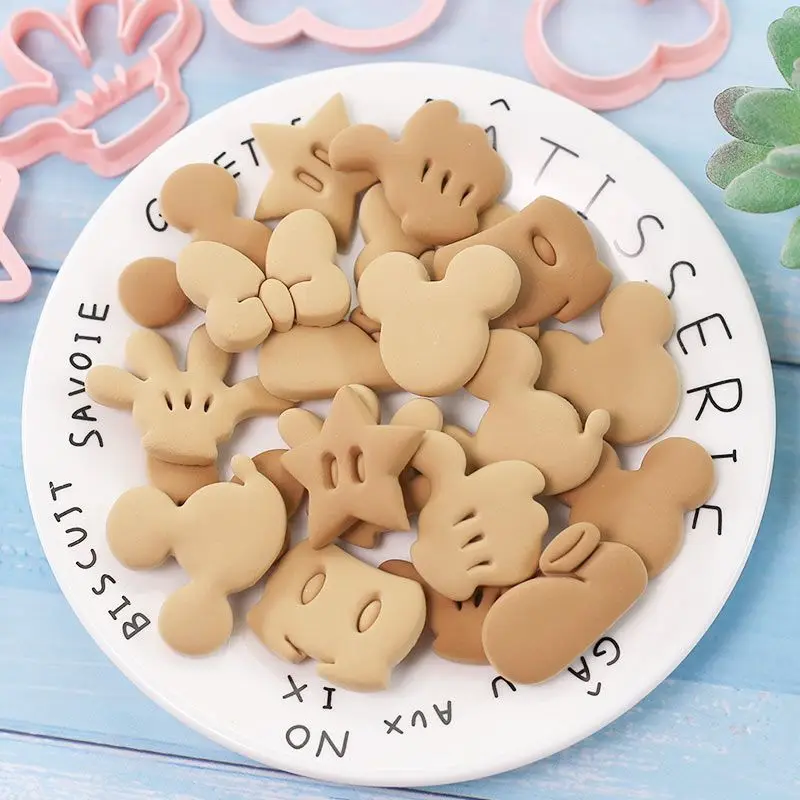 Molde de Mickey Mouse, figura bonita de dibujos animados, arco creativo, fabricación de galletas, galletas 3D, hornear postre, descompresión, prensado, herramienta de cocina