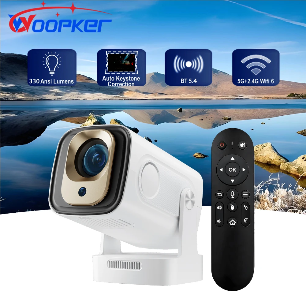 

Woopker HY260 Pro Projector Autofocus 4K Android 11 Native 1080P 330ANSI Dual Wifi Air Mouse Voice Control Mini Projector 2025