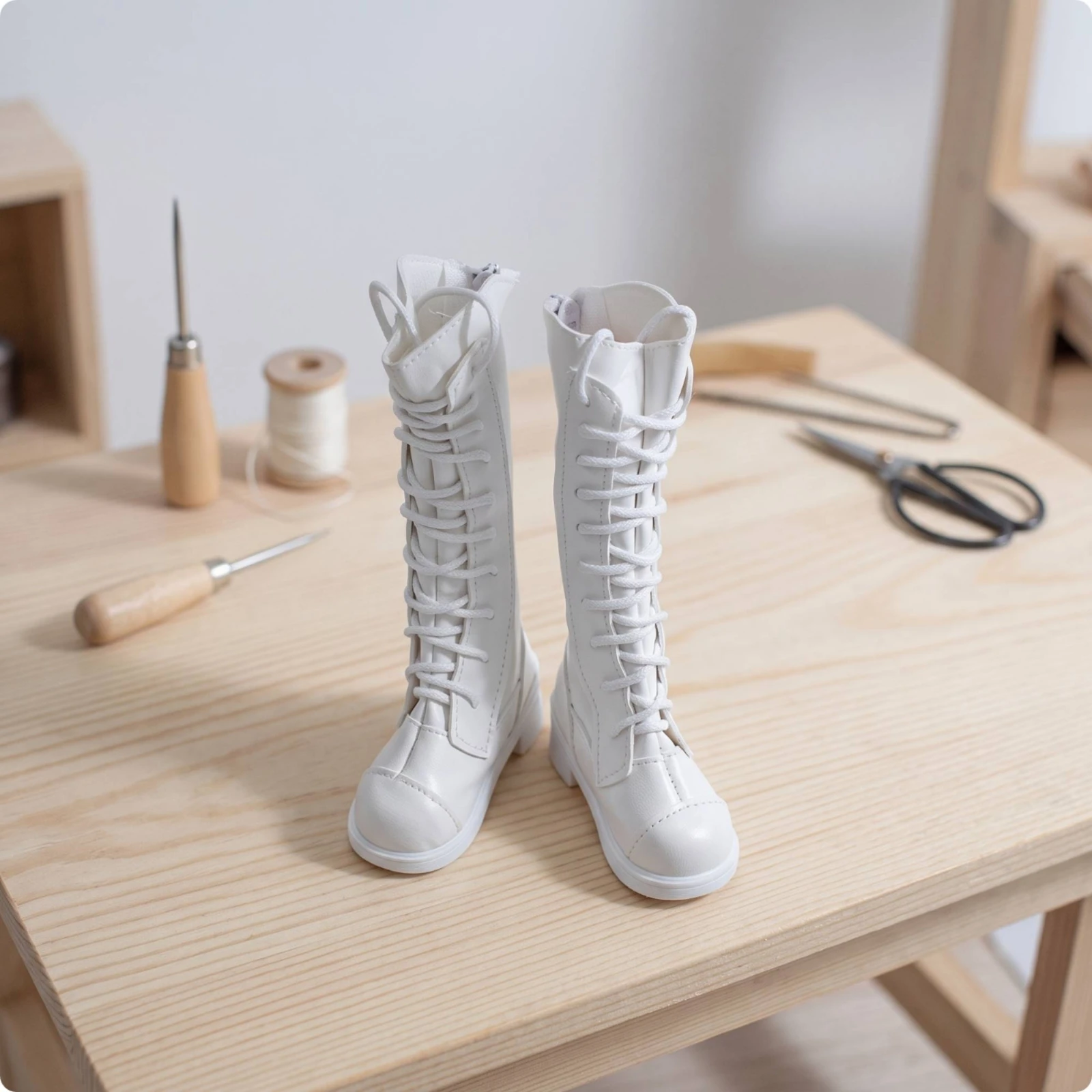 Doll Boots with Lace-up Front Tall Lace-up Doll Boots Footwear Slim-Fit Realistic