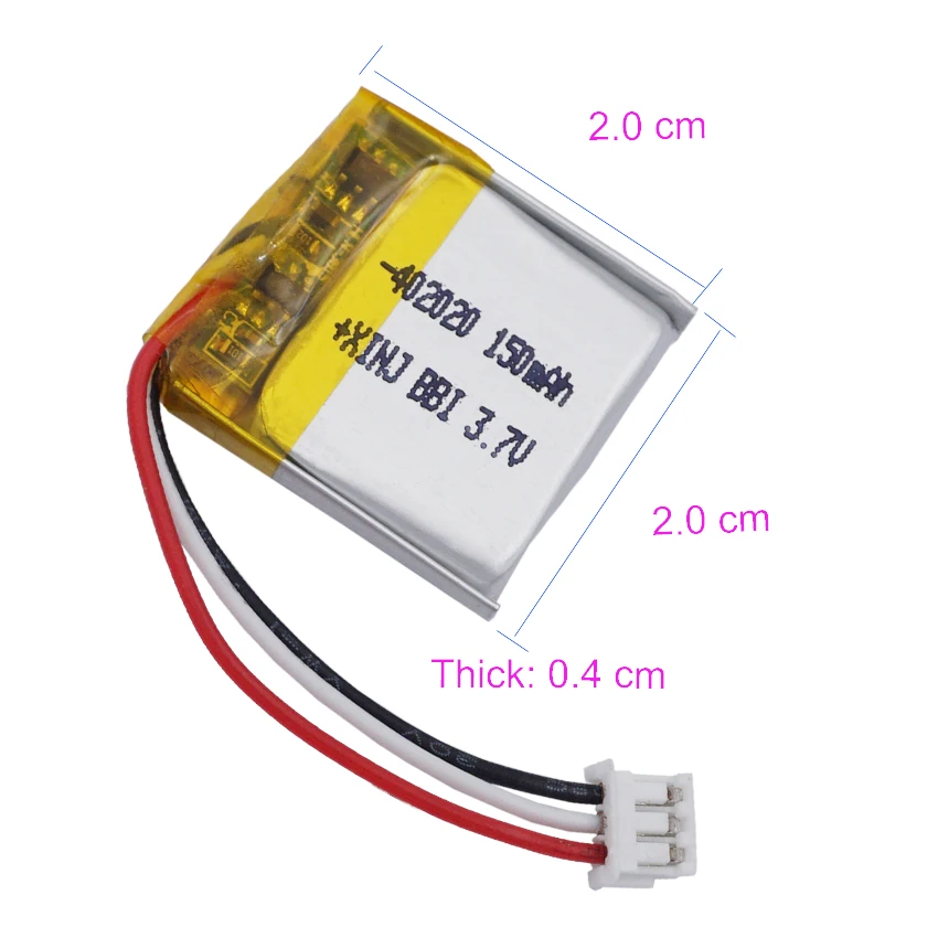 3.7V 150mAh 0.555Wh Li-Polymer Li Lithium Battery JST 3pin 1.5mm Connector 402020 For GPS Smart Watch Mouse MP4  Car Navigation