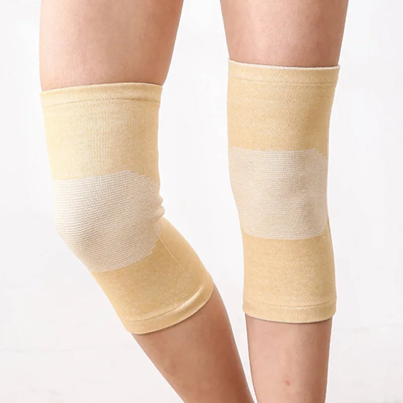 1pair  Thin Elasticity KneePads Knee Protector Support  Skin Color Relief Prevent Arthritis Sports Knee Guard Pads Brown