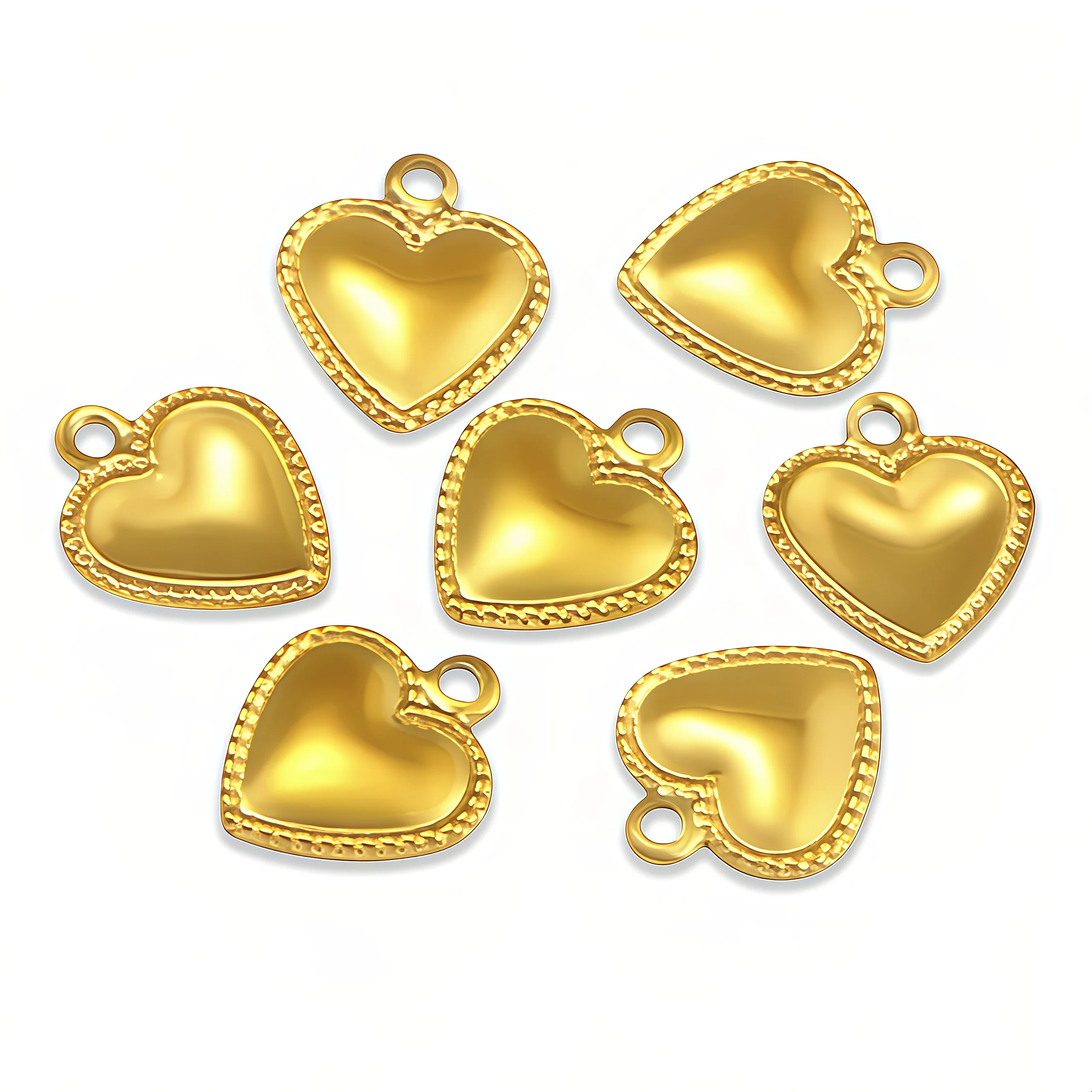 HIYEE 10Pcs Stainless Steel Small Heart Charms for Jewelry Making Necklace Bracelet Extend Chain Tail Tag
