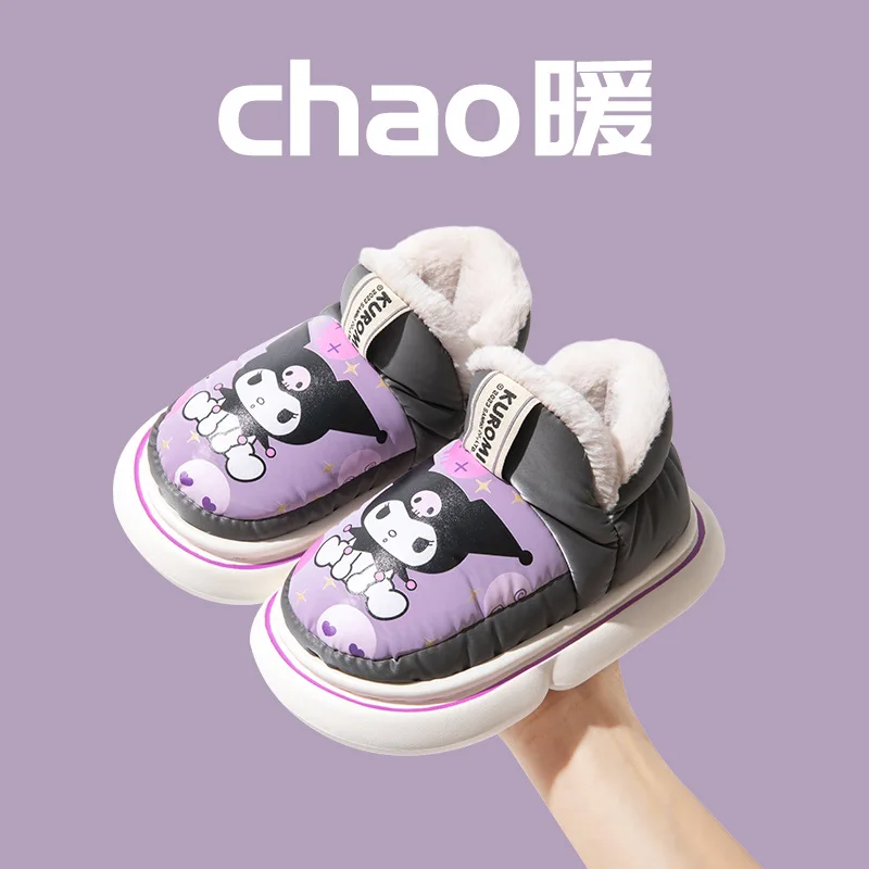 

Лидер продаж Sanrio Girl Kuromi Kawaii, модные хлопковые тапочки на флисовой подкладке, студенческие зимние теплые хлопковые тапочки с героями мультфильмов для детей, новый стиль