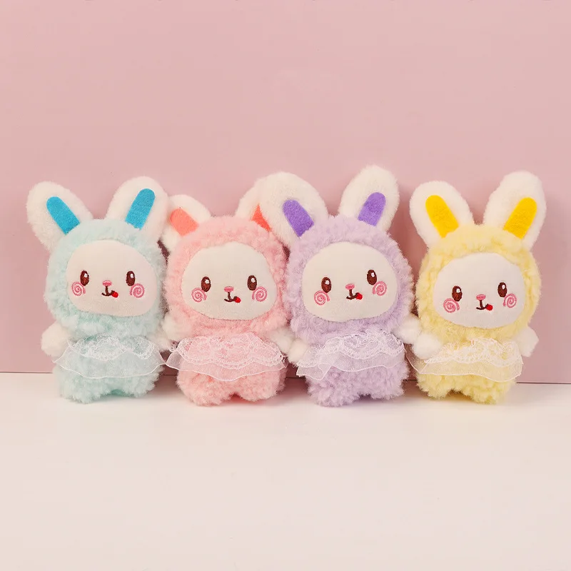 Creative cute happy rabbit plush naughty doll pendant cartoon preety dress couple darling Keychain soft decoration sweet gifts