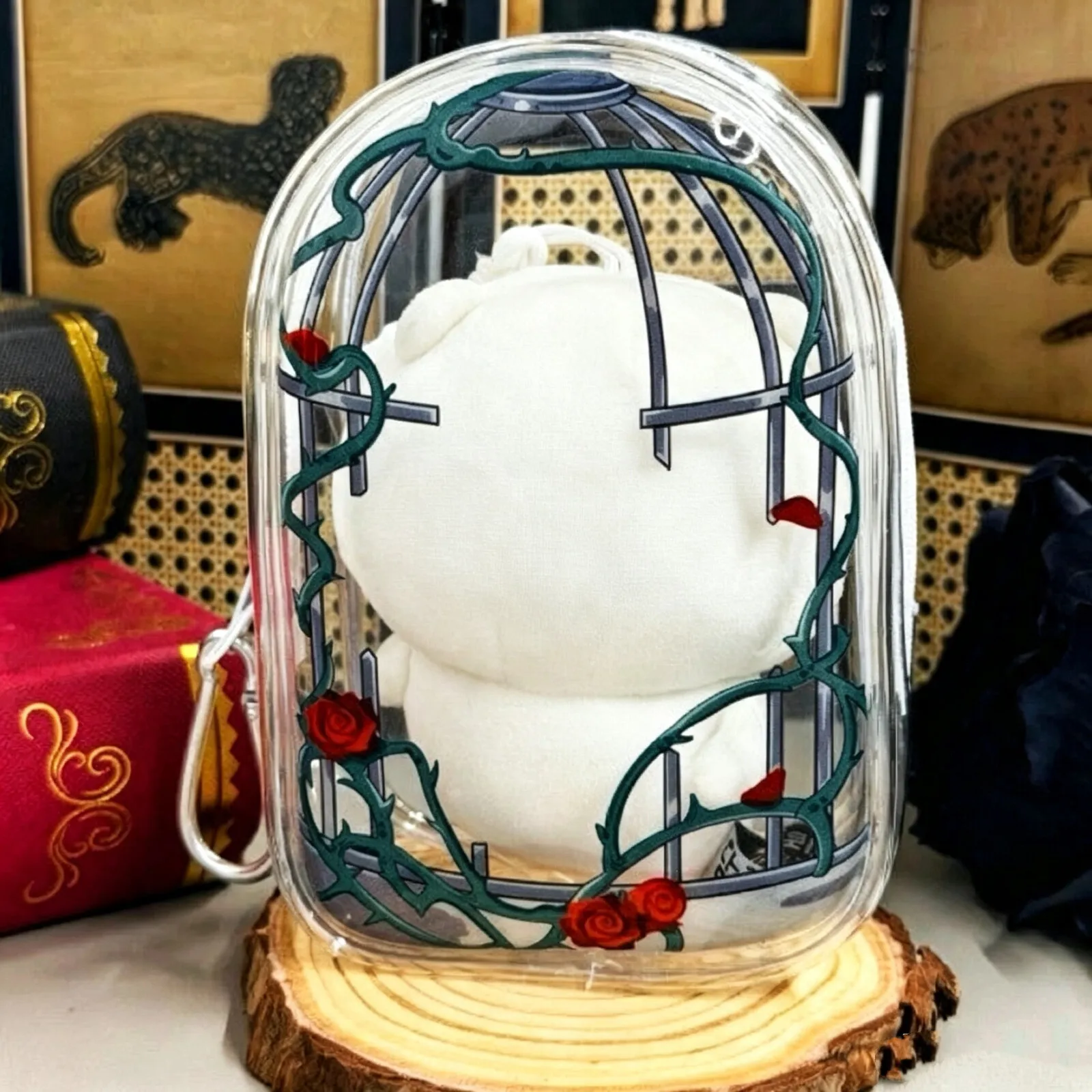 Funny Creative Birdcage Design Itabag Transparent Case For 13cm Doll Portable Clear Keychain Gift Box Collectibles Storage Pouch