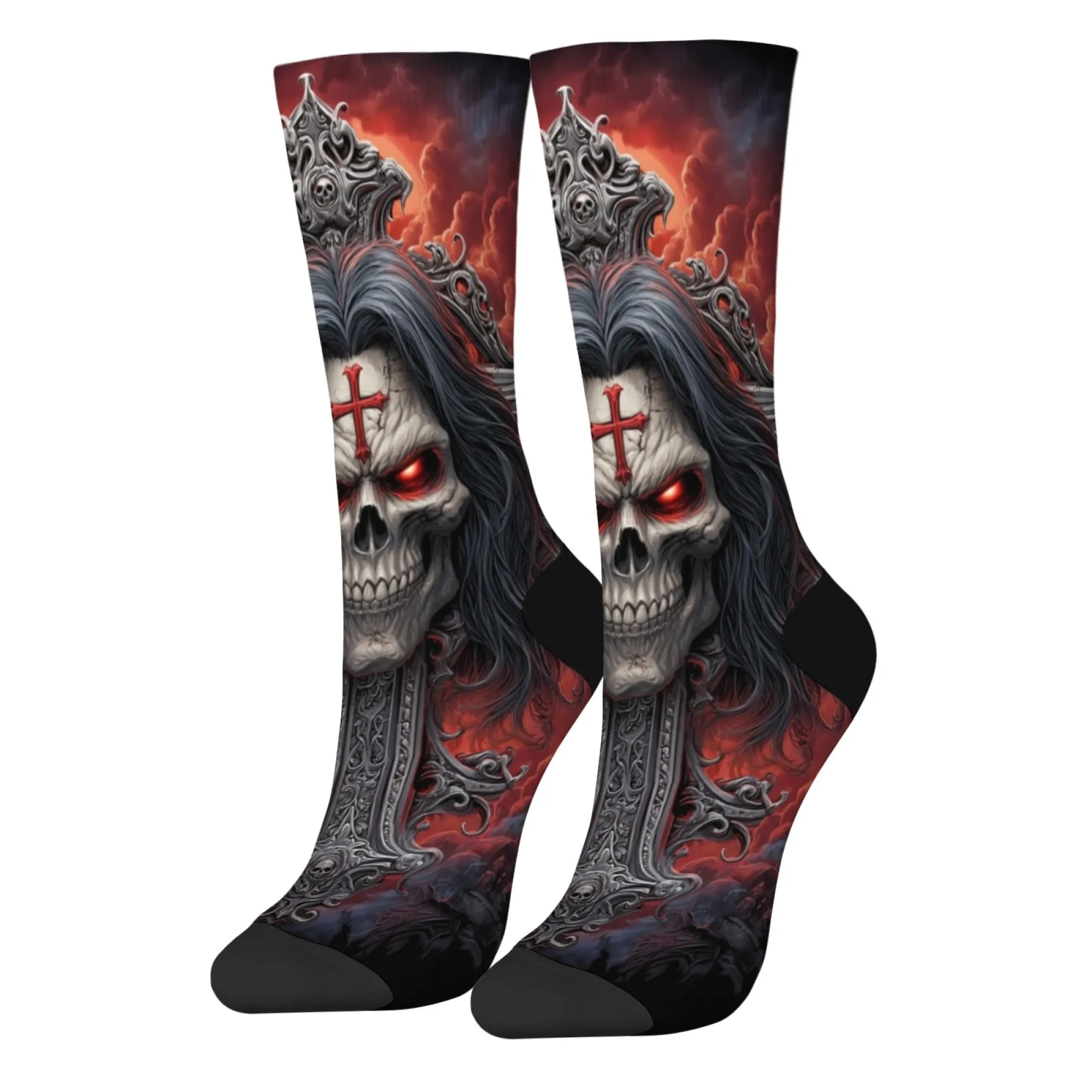 Gothic Cross Horror Skull Socks Crazy Street Hip-Hop Retro Trend Men's Socks Breathable Non-slip Sports Socks Casual Party Gift