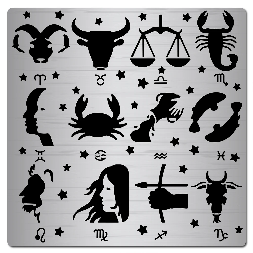 Metal Constellations Stencils Zodiac Glyphs Symbols Astrological Astrology Horoscope Sign Template Stencil for Painting Burning