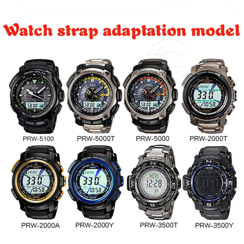 Natural Resin Strap For Casio PRG-260 500 550 PRW3500 2500 5100 Men Rubber Watchband Waterproof Bracelet Watch Accessories