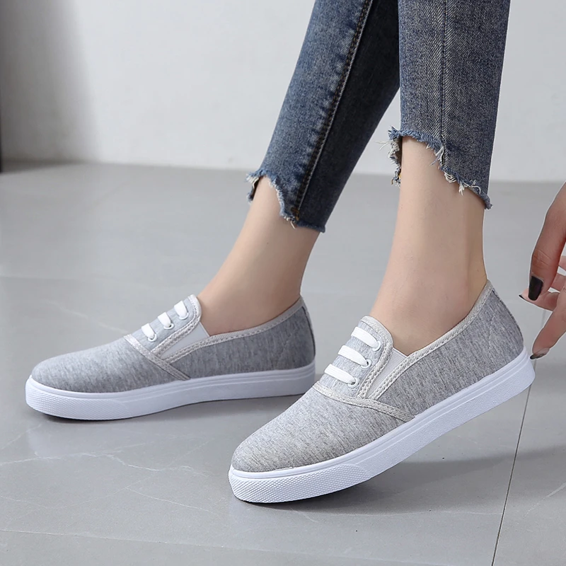 2024 New Women Canvas Sneakers Sport Casual Shoes Spring Flats Sneakers Running Shoes Ladies Shoes Loafers Round Toe Tennis