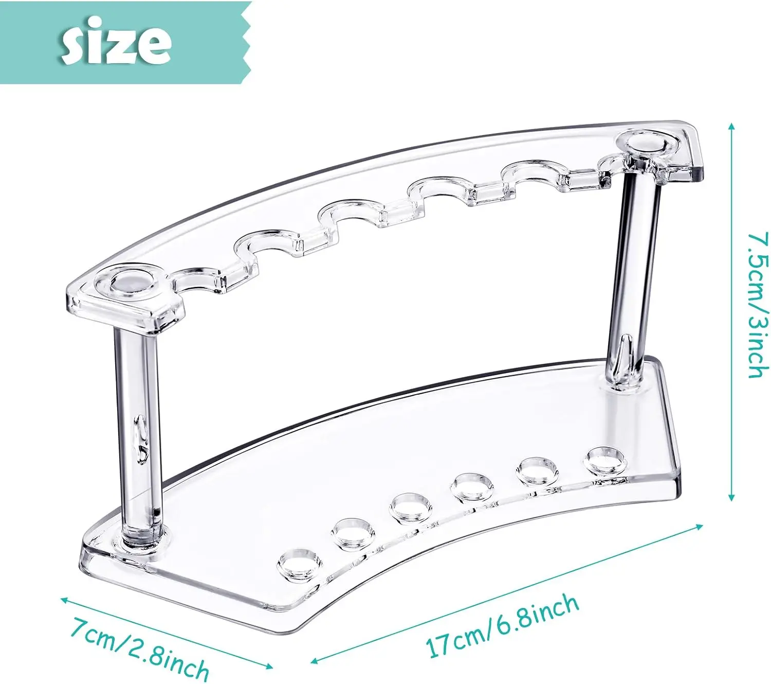 2 Pieces Plastic Pen Holder Stand Pen Display Stand Rack 6-Slot Pen Makeup Brush Rack Organizer Eyebrow Pen Stand For School