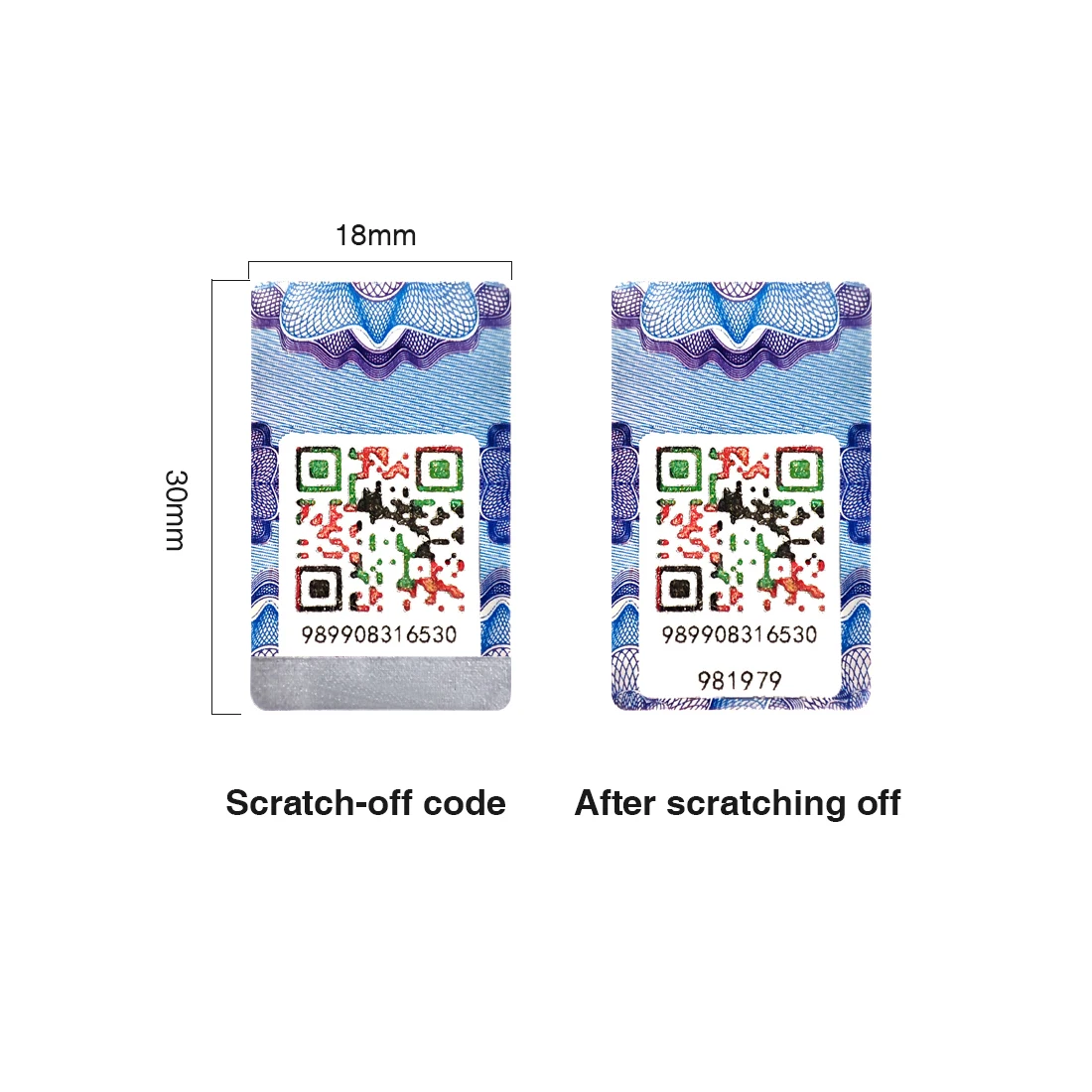 Qr Code Stickers 1000 Eenheden 18X30Mm Sabotage Proof 3D Security Labels Authenticiteit Query Tags Verificatie Voor Merk bescherming