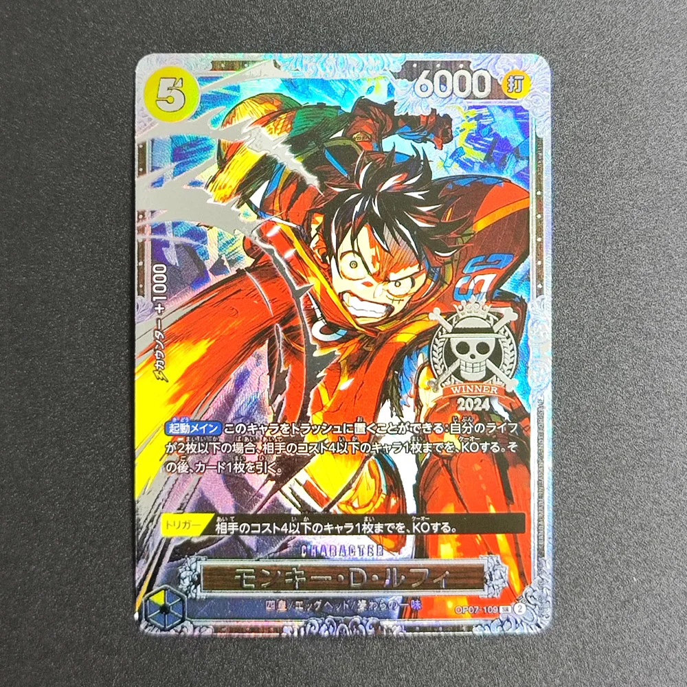 Hot One Piece Card Game DIY OP07-109 EX Monkey D. Luffy 2024 World Champion Promo Texture Foil JP Ver Anime Collectible TCG Card
